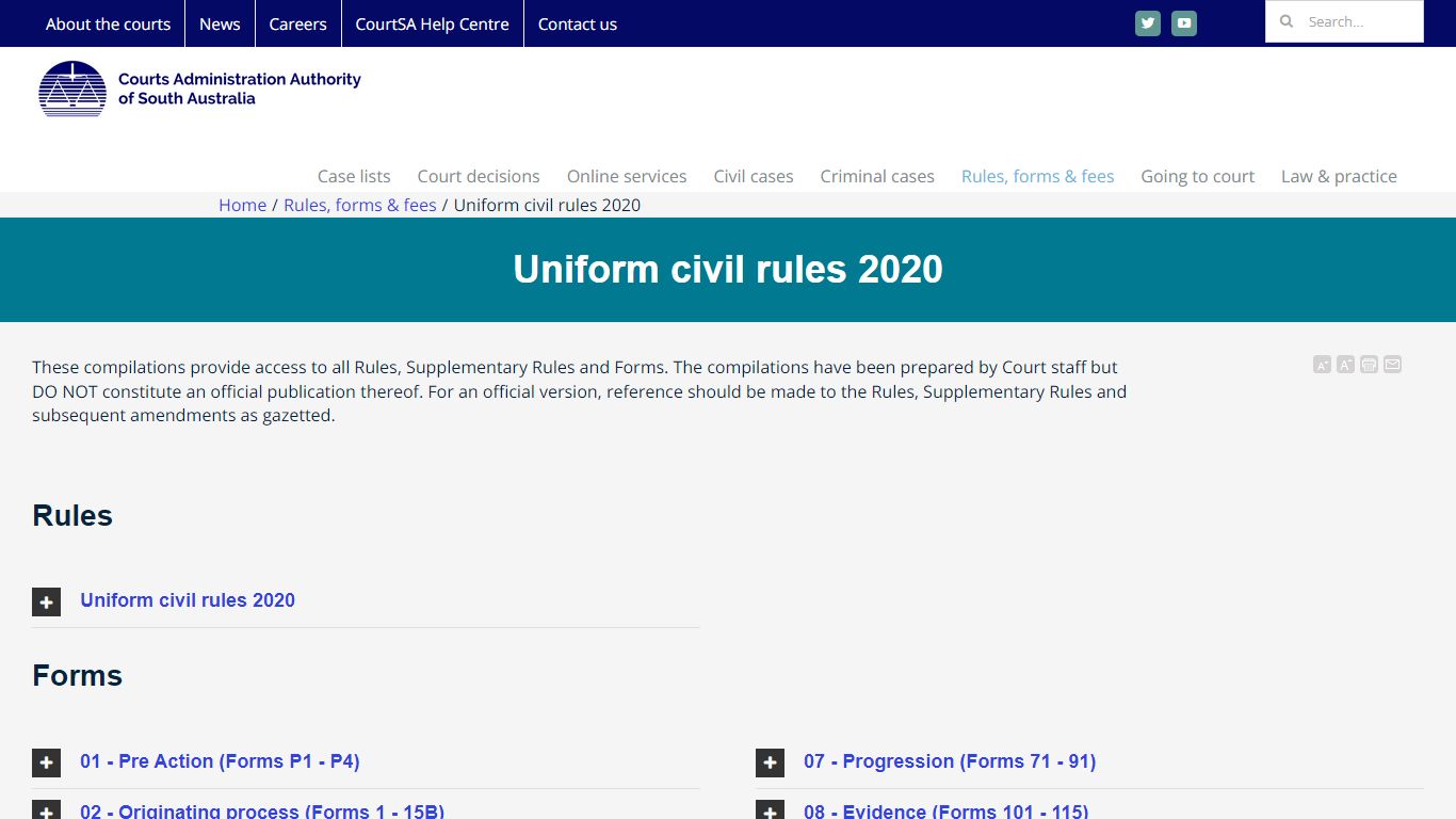 Uniform civil rules 2020 - CAA