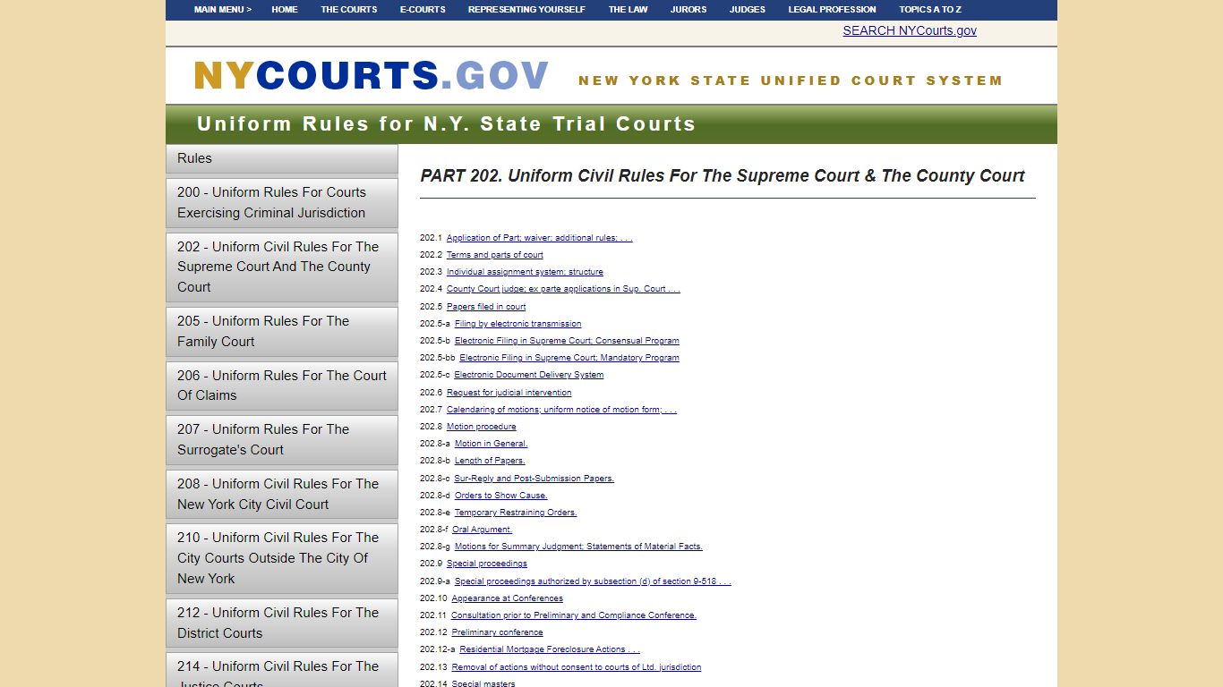 PART 202. Uniform Civil Rules For The Supreme Court & The County Court ...